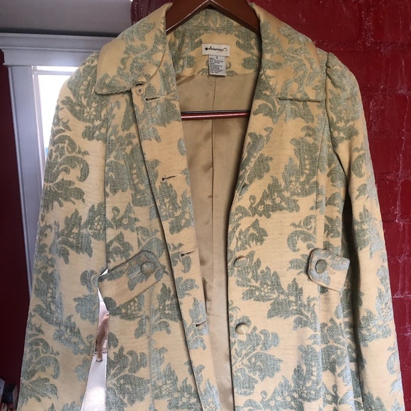 Ochre (mustard yellow) and green - embroidered carpet bag jacket - Picture 4 of 4